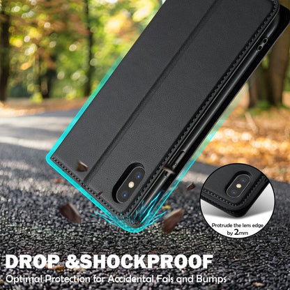 For iPhone X / XS LC.IMEEKE L1 Series Frosted Fine Texture PU Phone Case(Black)