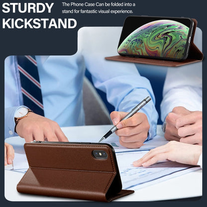 For iPhone X / XS LC.IMEEKE L1 Series Frosted Fine Texture PU Phone Case(Brown)