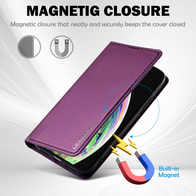 For iPhone X / XS LC.IMEEKE L1 Series Frosted Fine Texture PU Phone Case(Purple)