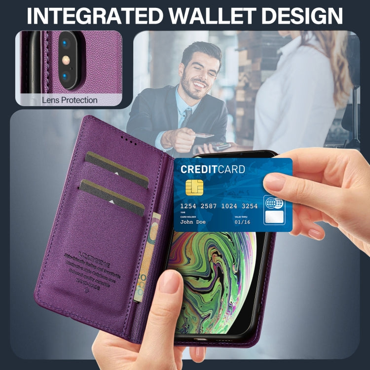 For iPhone X / XS LC.IMEEKE L1 Series Frosted Fine Texture PU Phone Case(Purple)