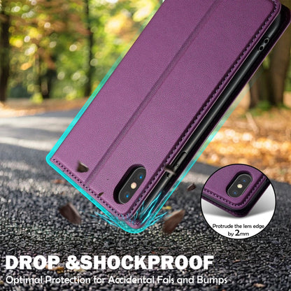 For iPhone X / XS LC.IMEEKE L1 Series Frosted Fine Texture PU Phone Case(Purple)