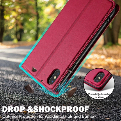 For iPhone X / XS LC.IMEEKE L1 Series Frosted Fine Texture PU Phone Case(Red)