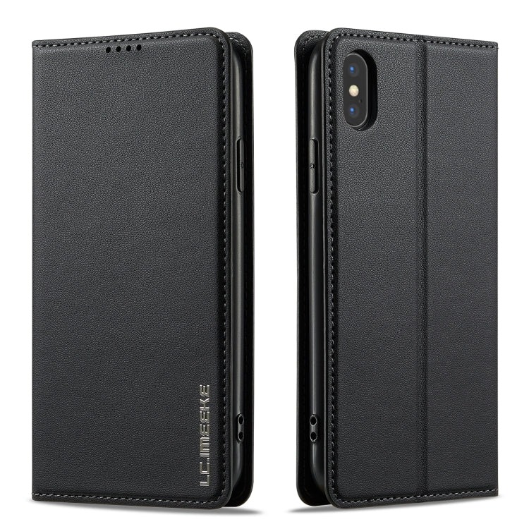 For iPhone XR LC.IMEEKE L1 Series Frosted Fine Texture PU Phone Case(Black)