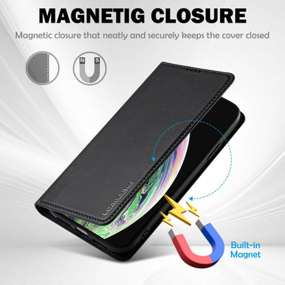 For iPhone XR LC.IMEEKE L1 Series Frosted Fine Texture PU Phone Case(Black)