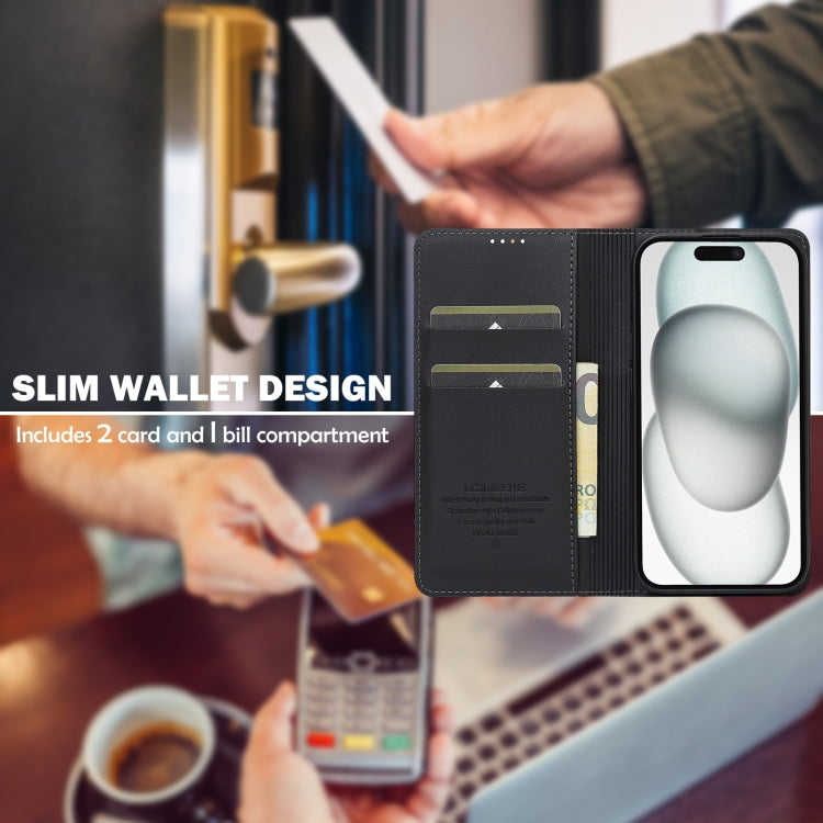 For iPhone XR LC.IMEEKE L1 Series Frosted Fine Texture PU Phone Case(Black)