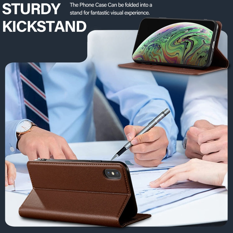 For iPhone XR LC.IMEEKE L1 Series Frosted Fine Texture PU Phone Case(Brown)