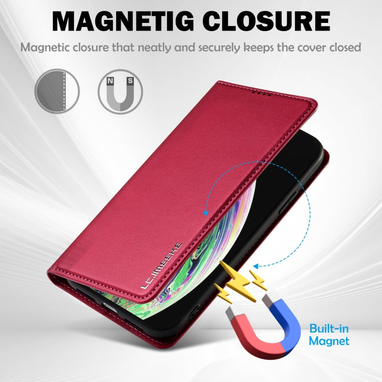 For iPhone XR LC.IMEEKE L1 Series Frosted Fine Texture PU Phone Case(Red)