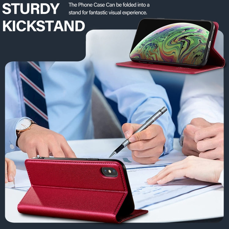 For iPhone XR LC.IMEEKE L1 Series Frosted Fine Texture PU Phone Case(Red)