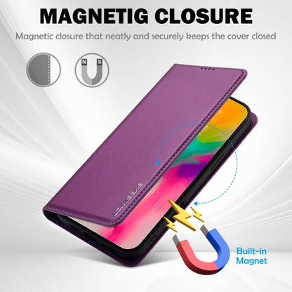 For iPhone 16 Pro Max LC.IMEEKE L1 Series Frosted Fine Texture PU Phone Case(Purple)
