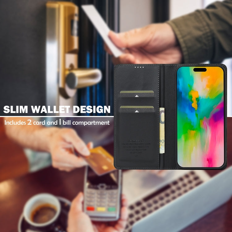 For iPhone 16 Pro LC.IMEEKE L1 Series Frosted Fine Texture PU Phone Case(Black)