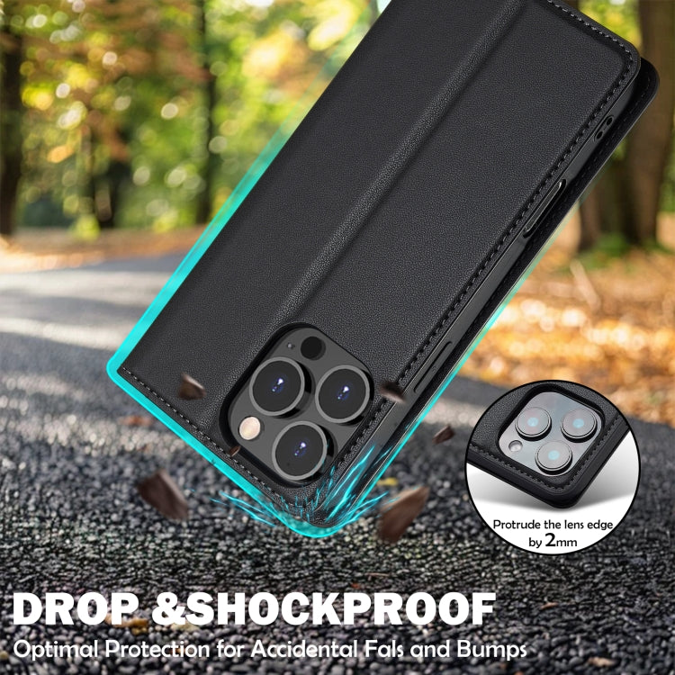 For iPhone 16 Pro LC.IMEEKE L1 Series Frosted Fine Texture PU Phone Case(Black)