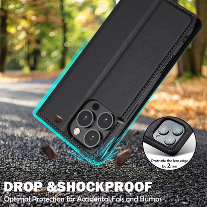 For iPhone 16 Pro LC.IMEEKE L1 Series Frosted Fine Texture PU Phone Case(Black)