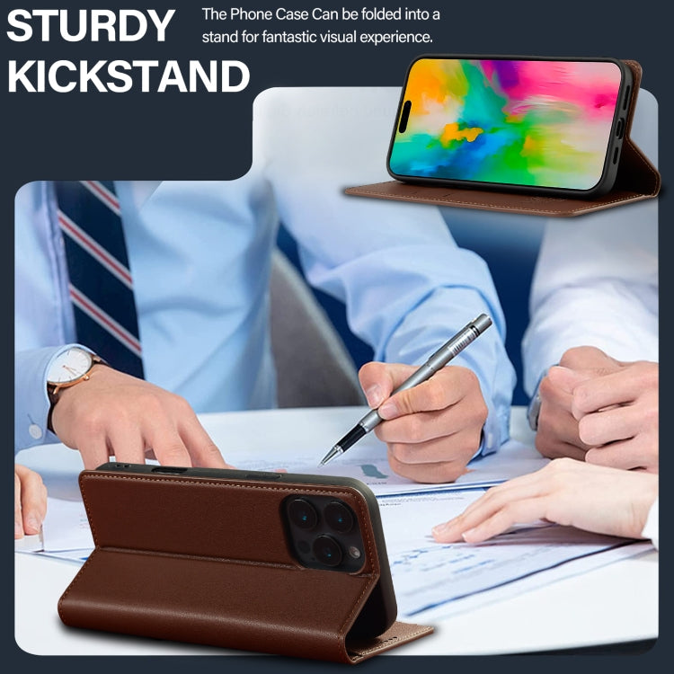 For iPhone 16 Pro LC.IMEEKE L1 Series Frosted Fine Texture PU Phone Case(Brown)