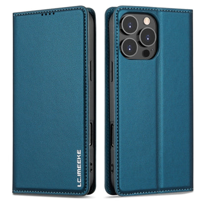 For iPhone 16 Pro LC.IMEEKE L1 Series Frosted Fine Texture PU Phone Case(Blue)