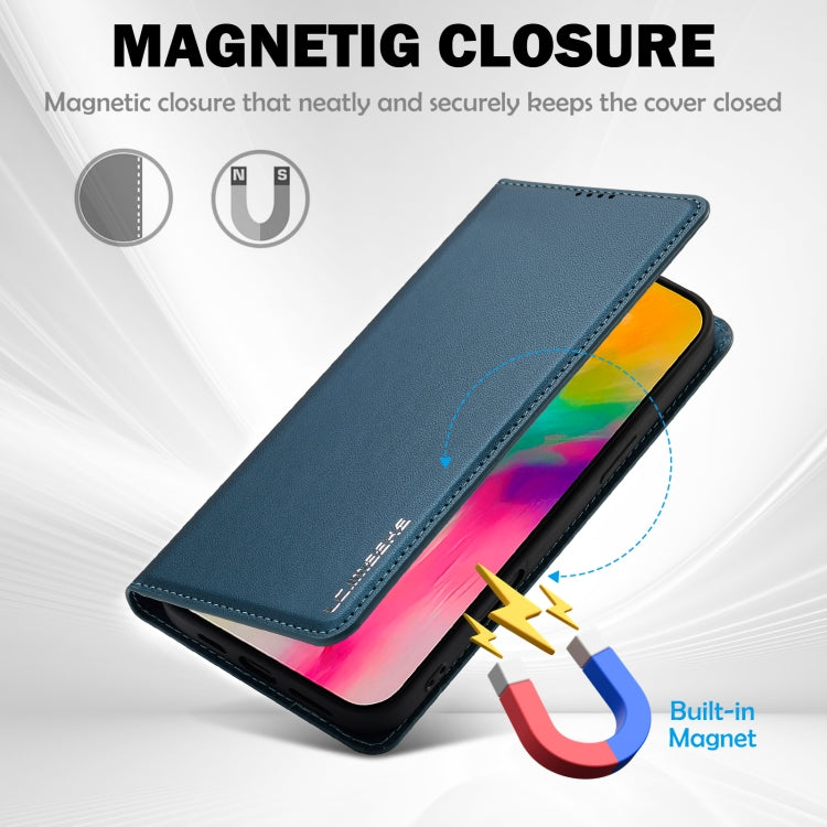 For iPhone 16 Pro LC.IMEEKE L1 Series Frosted Fine Texture PU Phone Case(Blue)
