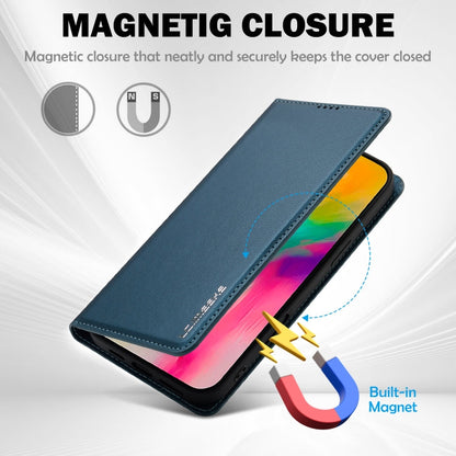 For iPhone 16 Pro LC.IMEEKE L1 Series Frosted Fine Texture PU Phone Case(Blue)