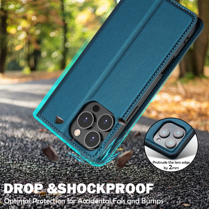 For iPhone 16 Pro LC.IMEEKE L1 Series Frosted Fine Texture PU Phone Case(Blue)