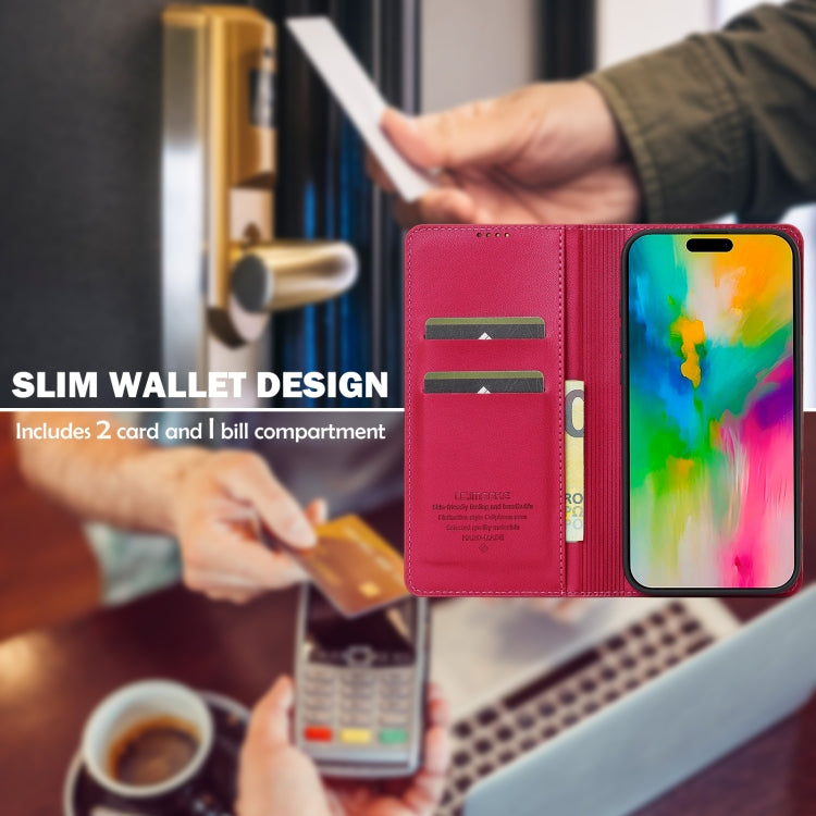 For iPhone 16 Pro LC.IMEEKE L1 Series Frosted Fine Texture PU Phone Case(Red)