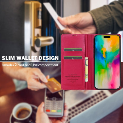 For iPhone 16 Pro LC.IMEEKE L1 Series Frosted Fine Texture PU Phone Case(Red)