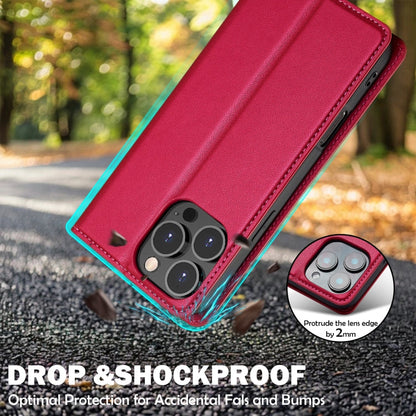 For iPhone 16 Pro LC.IMEEKE L1 Series Frosted Fine Texture PU Phone Case(Red)