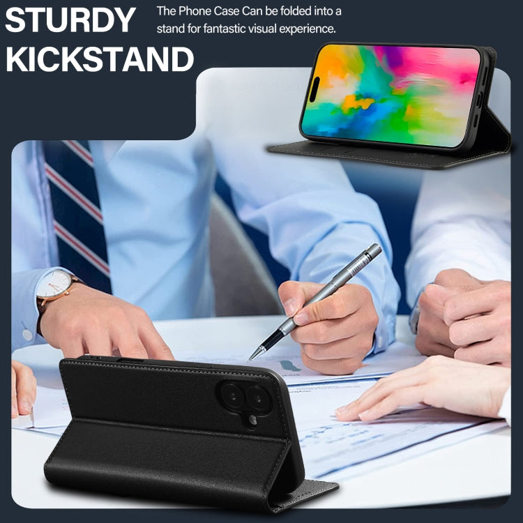 For iPhone 16 Plus LC.IMEEKE L1 Series Frosted Fine Texture PU Phone Case(Black)