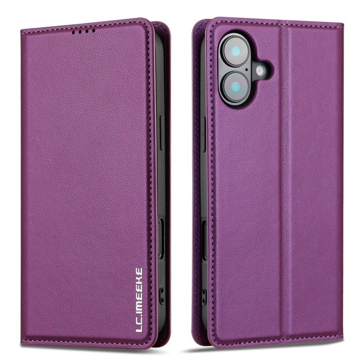 Pour iPhone 16 Plus LC.IMEEKE Série L1 Étui de téléphone en PU à texture fine givrée (violet)