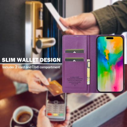 Pour iPhone 16 Plus LC.IMEEKE Série L1 Étui de téléphone en PU à texture fine givrée (violet)