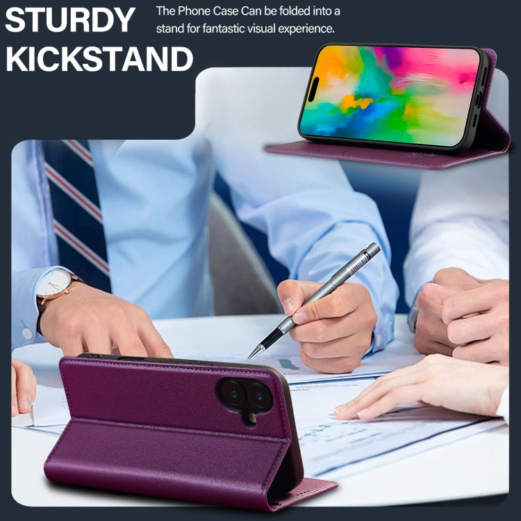 Pour iPhone 16 Plus LC.IMEEKE Série L1 Étui de téléphone en PU à texture fine givrée (violet)
