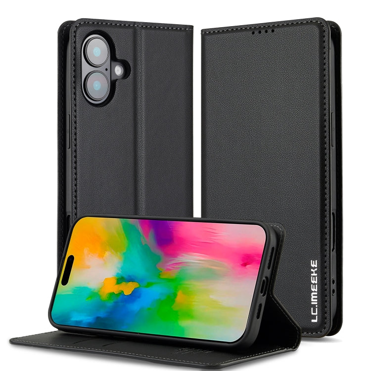 Pour iPhone 16 LC.IMEEKE L1 Series Étui de téléphone en PU givré à texture fine (Noir)
