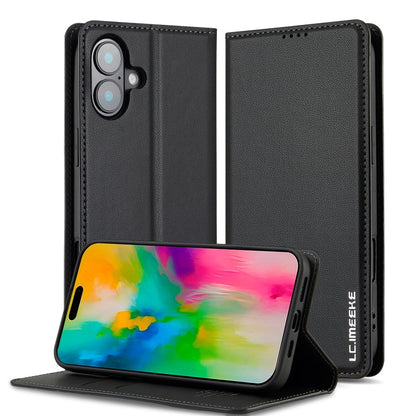 Pour iPhone 16 LC.IMEEKE L1 Series Étui de téléphone en PU givré à texture fine (Noir)