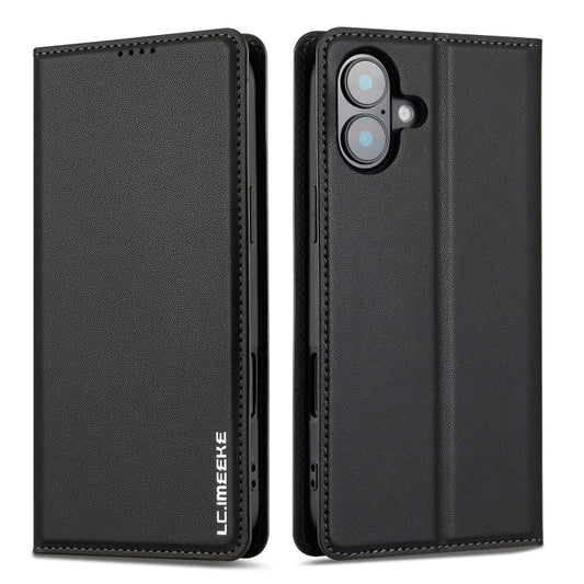Pour iPhone 16 LC.IMEEKE L1 Series Étui de téléphone en PU givré à texture fine (Noir)