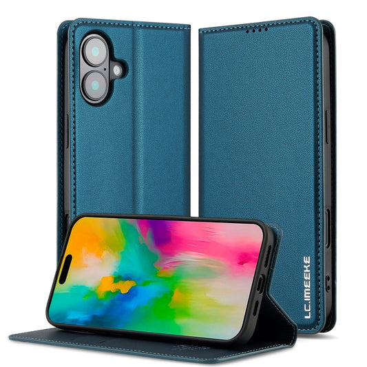 Pour iPhone 16 LC.IMEEKE L1 Series Étui de téléphone en PU givré à texture fine (bleu)