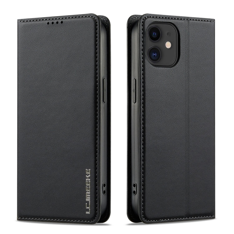 For iPhone 12 / 12 Pro LC.IMEEKE L1 Series Frosted Fine Texture PU Phone Case(Black)