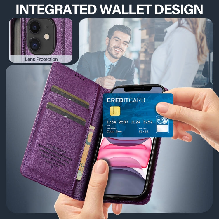 Pour iPhone 12 / 12 Pro LC.IMEEKE L1 Series Étui de téléphone en PU givré à texture fine (Violet)