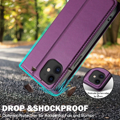 Pour iPhone 12 / 12 Pro LC.IMEEKE L1 Series Étui de téléphone en PU givré à texture fine (Violet)