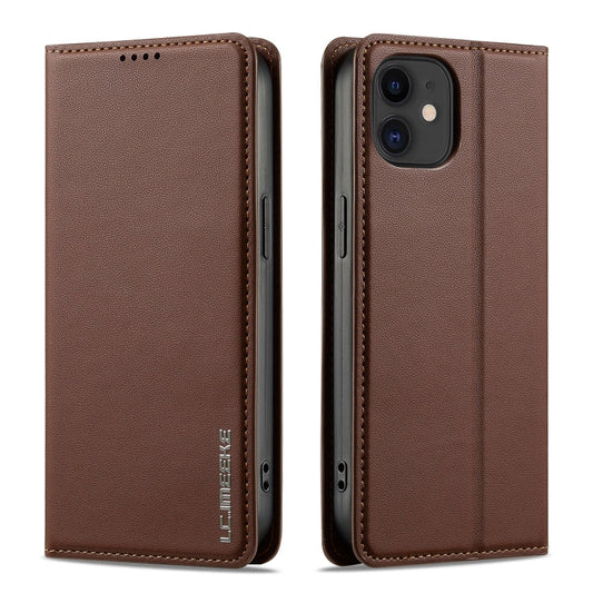 For iPhone 11 LC.IMEEKE L1 Series Frosted Fine Texture PU Phone Case(Brown)