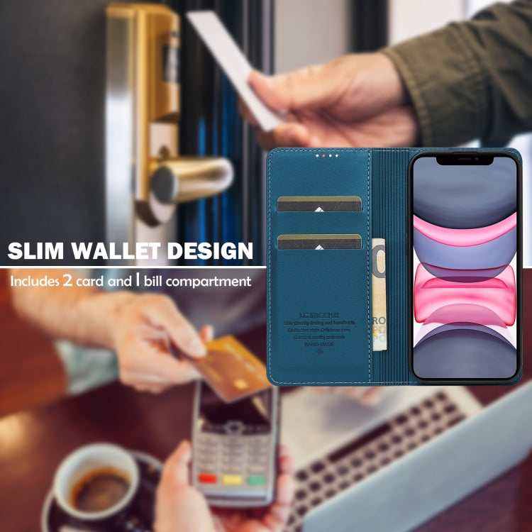 For iPhone 11 LC.IMEEKE L1 Series Frosted Fine Texture PU Phone Case(Blue)