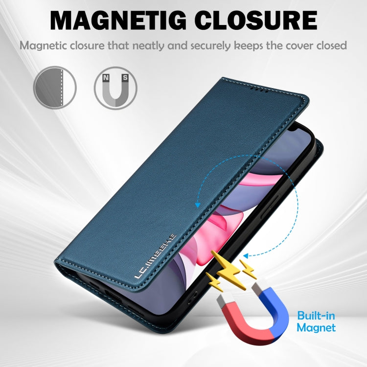 For iPhone 11 LC.IMEEKE L1 Series Frosted Fine Texture PU Phone Case(Blue)
