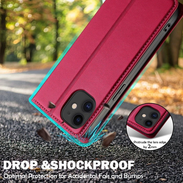 For iPhone 11 LC.IMEEKE L1 Series Frosted Fine Texture PU Phone Case(Red)