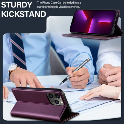 For iPhone 11 Pro LC.IMEEKE L1 Series Frosted Fine Texture PU Phone Case(Purple)