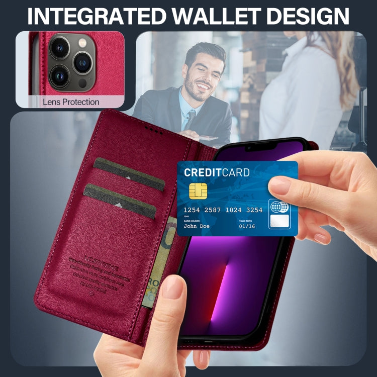 For iPhone 11 Pro LC.IMEEKE L1 Series Frosted Fine Texture PU Phone Case(Red)