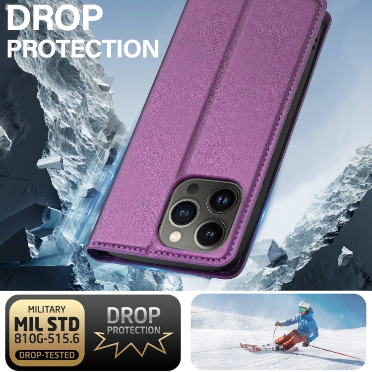 For iPhone 11 Pro Max LC.IMEEKE L1 Series Frosted Fine Texture PU Phone Case(Purple)