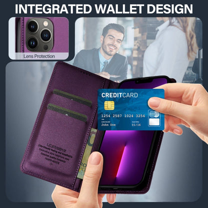 For iPhone 11 Pro Max LC.IMEEKE L1 Series Frosted Fine Texture PU Phone Case(Purple)