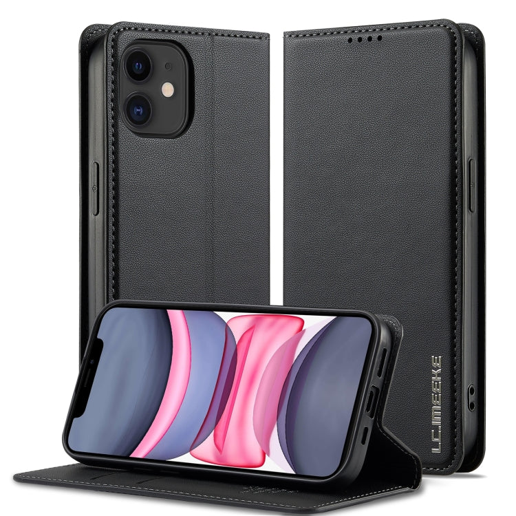 For iPhone 12 mini / 13 mini LC.IMEEKE L1 Series Frosted Fine Texture PU Phone Case(Black)
