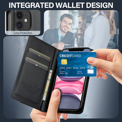 For iPhone 12 mini / 13 mini LC.IMEEKE L1 Series Frosted Fine Texture PU Phone Case(Black)