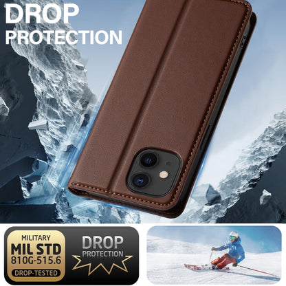 For iPhone 12 mini / 13 mini LC.IMEEKE L1 Series Frosted Fine Texture PU Phone Case(Brown)