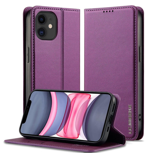 Pour iPhone 12 mini / 13 mini LC.IMEEKE L1 Series Étui de téléphone en PU texturé givré (violet)