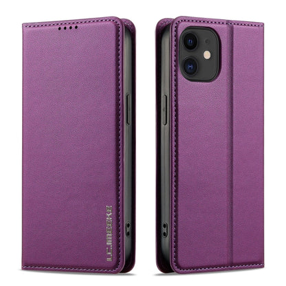For iPhone 12 mini / 13 mini LC.IMEEKE L1 Series Frosted Fine Texture PU Phone Case(Purple)