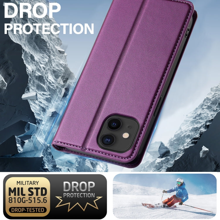 For iPhone 12 mini / 13 mini LC.IMEEKE L1 Series Frosted Fine Texture PU Phone Case(Purple)