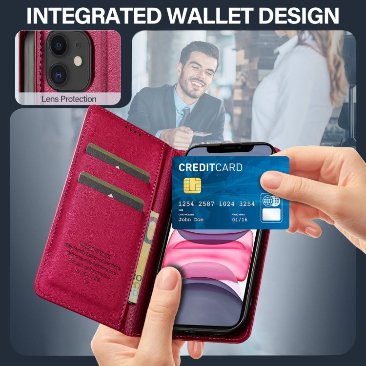 For iPhone 12 mini / 13 mini LC.IMEEKE L1 Series Frosted Fine Texture PU Phone Case(Red)